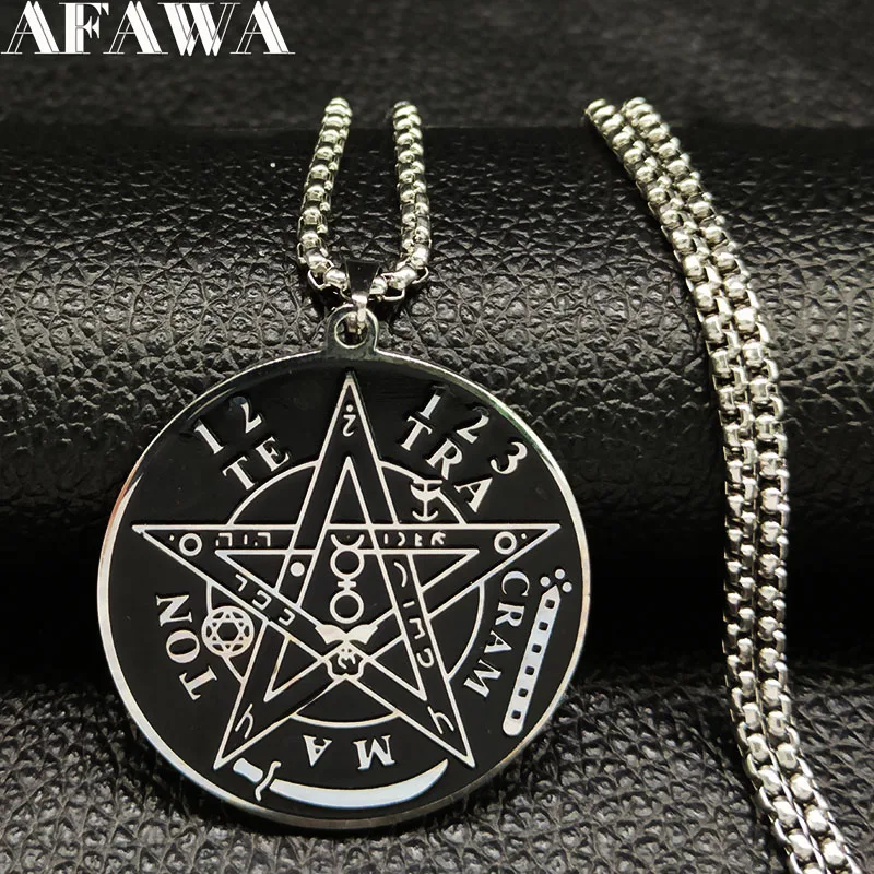 

Stainless Steel Pagen Pentacle Necklaces Men Wicca Pentagram Tetragrammaton Talisman Necklace Jewelry colar pentagrama N729S02