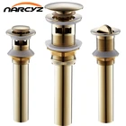 Дренаж хорошего качества, прочная латунь, раковина для ванной комнаты, выдвижная сливная раковина с золотой отделкой, запчасти для ванной комнаты, смеситель, аксессуары 8147B