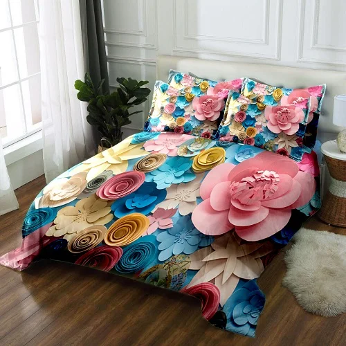 3d bedding set Лидер продаж, модный Комплект постельного белья из полиэстера с цветочным 3D принтом, пододеяльник, пододеяльник, набор простыней, набор для близнецов, полный декор - Цвет: 3d bedding set