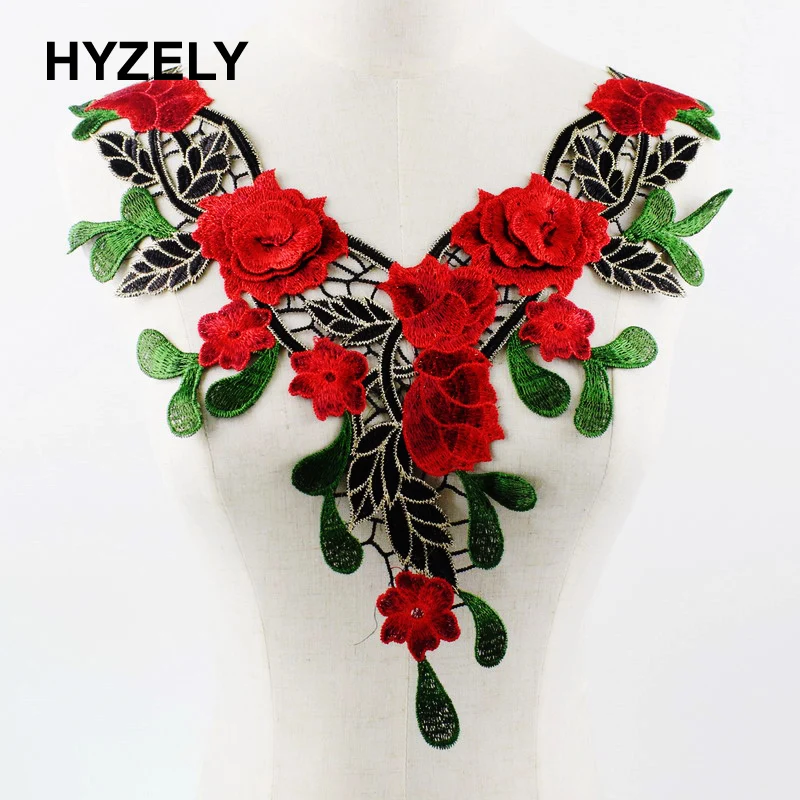 1pc Embroidery Colorful Flower And Leaf Lace Collar Fabric DIY Handmade Clothing For Sewing Crafts NL174 | Дом и сад