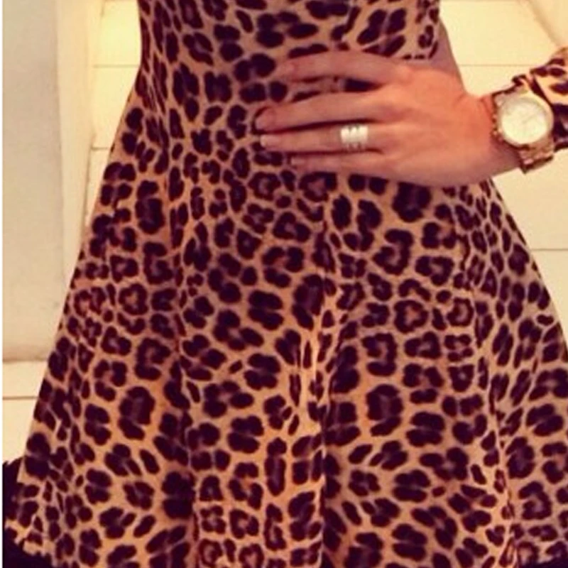 2017 Spring Dress Мода Leopard Slash С Длинным Рукавом Одежда Женщины Slim Mini Vestidos Новый A-Line Sexy