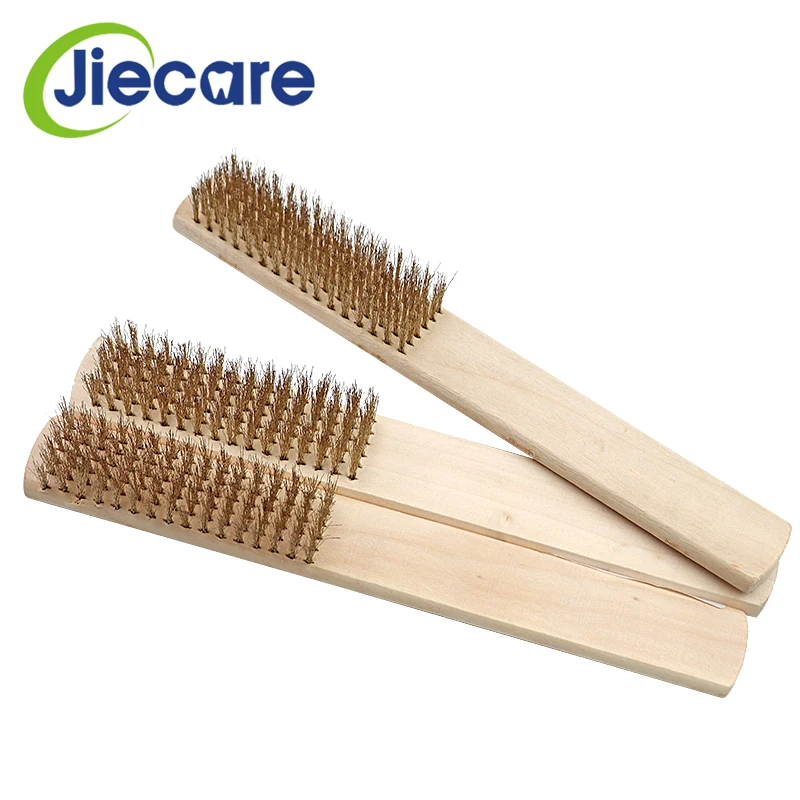 5 PCS Dental Material Wooden Handle Copper Brush lceaning Burnishing Brush For Dental Burs And Dental Product Free Shipping
