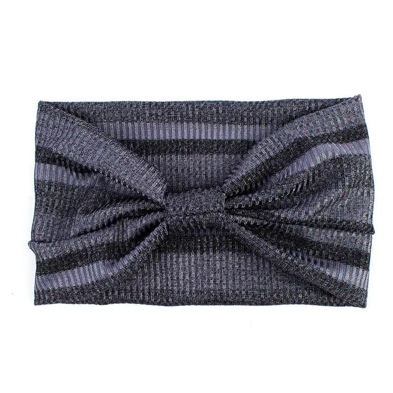 Женская эластичная повязка на голову в полоску с металлическим блеском - купить