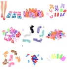 10 паркомпл. мини-платье в кукольном стиле; модные милые разноцветные сандалии на каблуке обувь для куклы аксессуары для девочек играть игрушка, подарок на Рождество