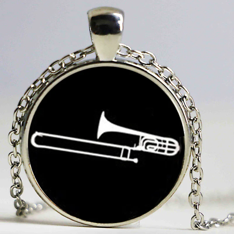 2017 новые музыкальный инструмент ожерелье с силуэтом тромбон кулон dj микшер