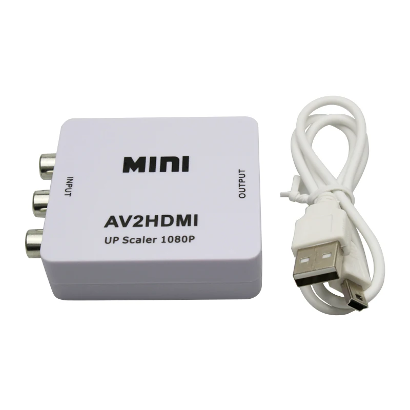 Мини AV в HDMI конвертер устройство AV CVBS 3RCA в HDMI конвертер коробка 1080P видео AV2HDMI конвертер для HDTV для PS3/PS4 DVD PC - Цвет: White
