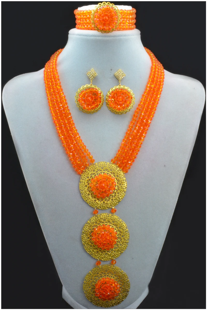 Модные нигерийские Африканские свадебные бусы ювелирный набор ожерелье с