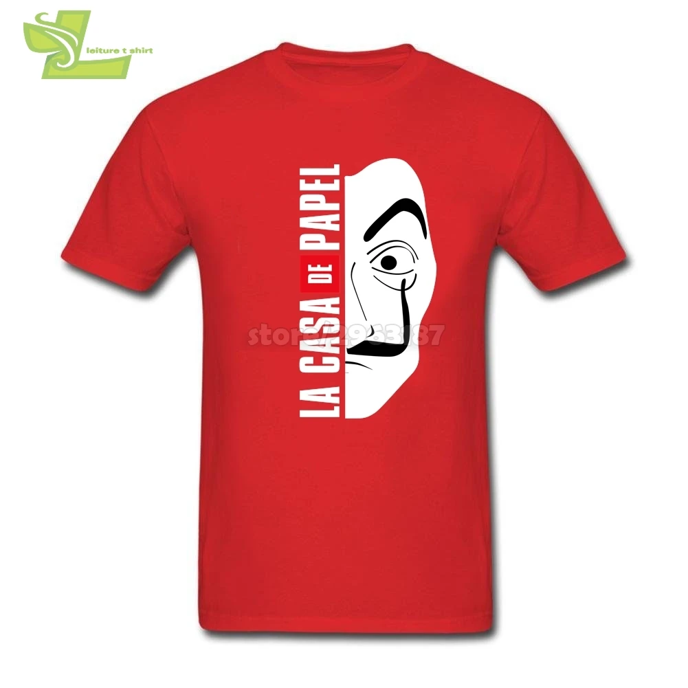 Money Heist Mask La Casa de Papel Fitted T Shirts Men's Crewneck Short Sleeved T-Shirts Popular Personalized | Мужская одежда