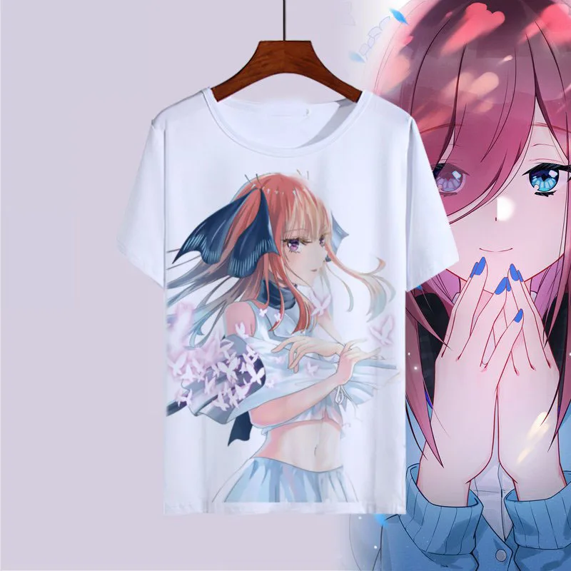 Новые футболки с рисунком аниме Gotoubun No Hanayome Ichika Nino Miku Nakano топы короткими рукавами