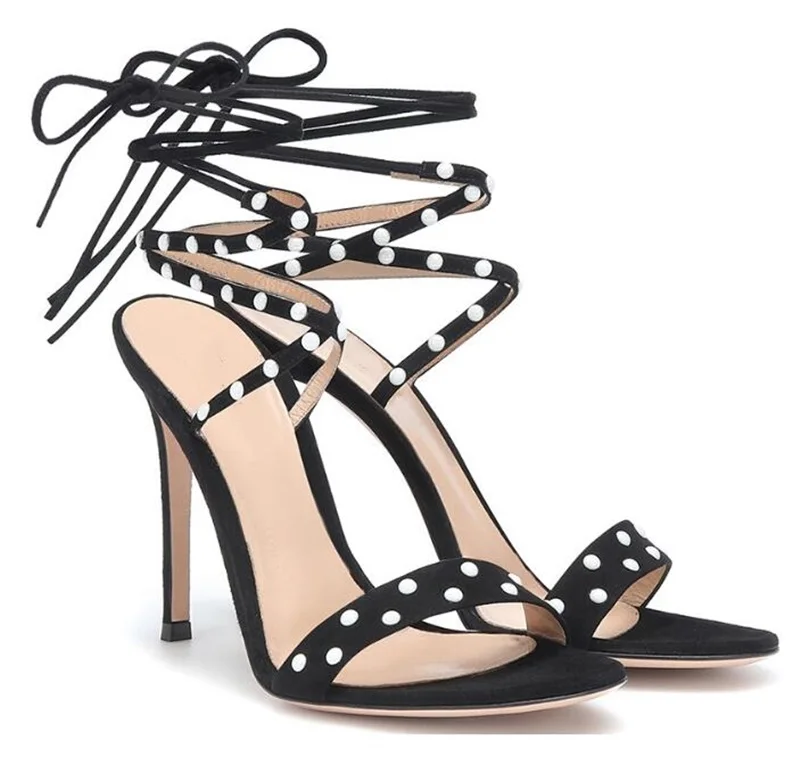 Harga Wanita Sepatu Mewah Bling Bling Berkilauan Mutiara Lace-Up Gladiator Sandal Berlian Imitasi Tinggi Tumit Sandal Pernikahan Gaun Sepatu