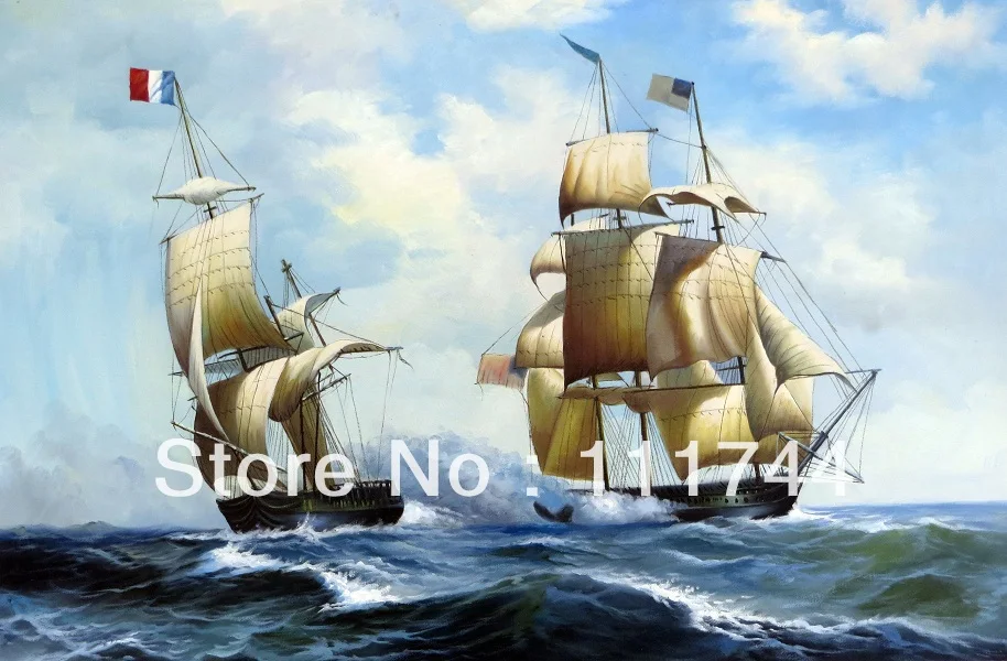 

oil paintings sailing boat oil on canvas Decroative painting Seascape painting Realist hand painted High quality free shipping
