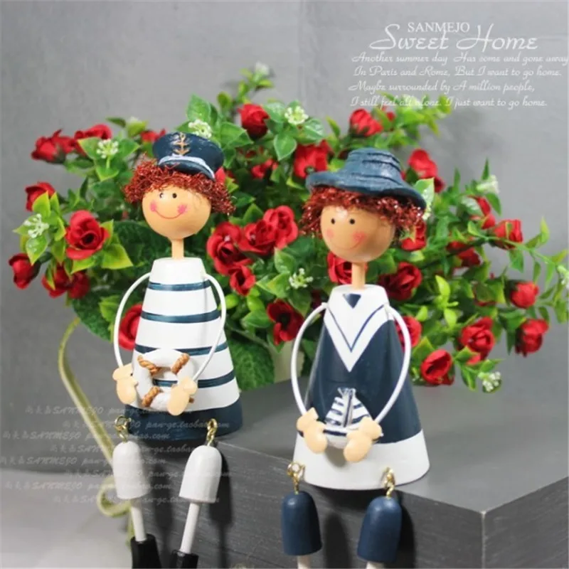 

2pcs/setsSitting Mediterranean style naval doll Navy outseam doll Resin crafts home decoration christmas gift for home decorate