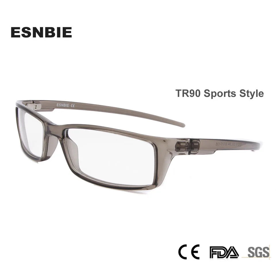 ESBIE-Gafas de plástico TR90 con memoria para hombre, lentes transparentes con montura óptica para lectura, miopía, graduadas, color gris, nuevas