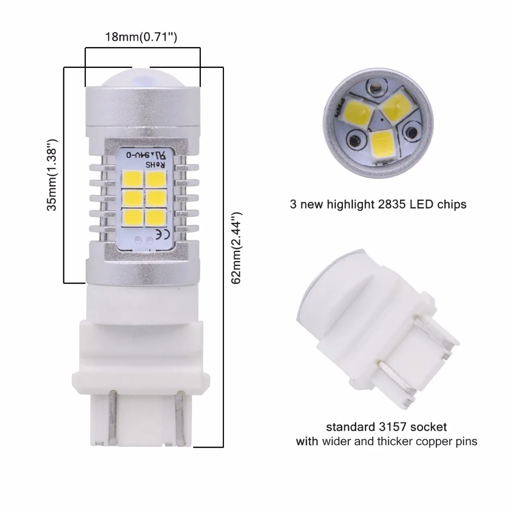 1 шт. 3157 3155 3157A 3457A белый светодиодный светильник 2835 21SMD 10 5 Вт Высокая мощность 12 В