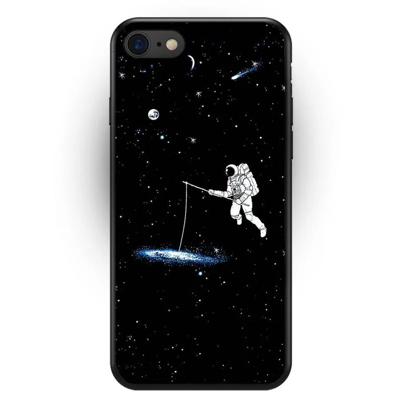 Мягкий силиконовый чехол из ТПУ для iPhone 6 6S Plus 7 7Plus 8 8Plus X XS XR Max sky Space planet Black and white sun