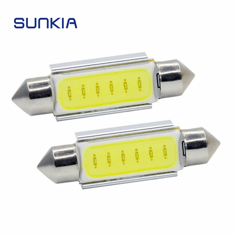 

2 шт./пара SUNKIA 31 мм/36 мм/39 мм/42 мм COB Светодиодная полоска Canbus 12 в светодиодный льная Светодиодная лампа для груза лицензии автомобильное освещ...