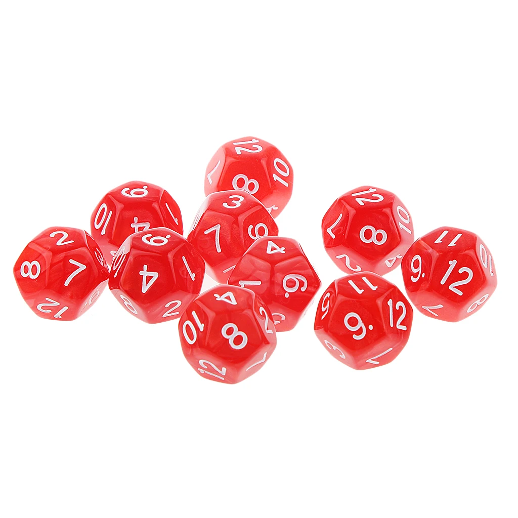 10 шт. 12 сторонние D12 игровые кубики для D & RPG Вечерние игры Кубики красная