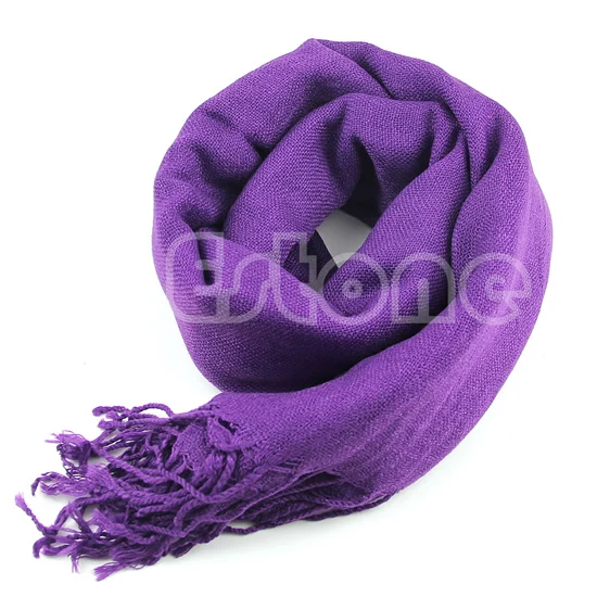 Purple 1 шт., женский длинный шерстяной шарф с кисточками, теплые шарфы, зимняя теплая мягкая накидка, шаль, Новинка - Цвет: Purple
