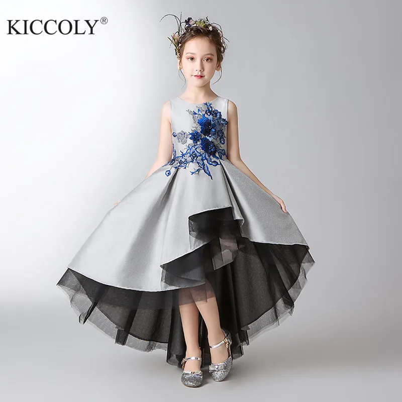 Long Trailing Princess Girl Wedding Dresses Lace Floral Dress For Piano Performance Birthday Party Flower | Детская одежда и обувь