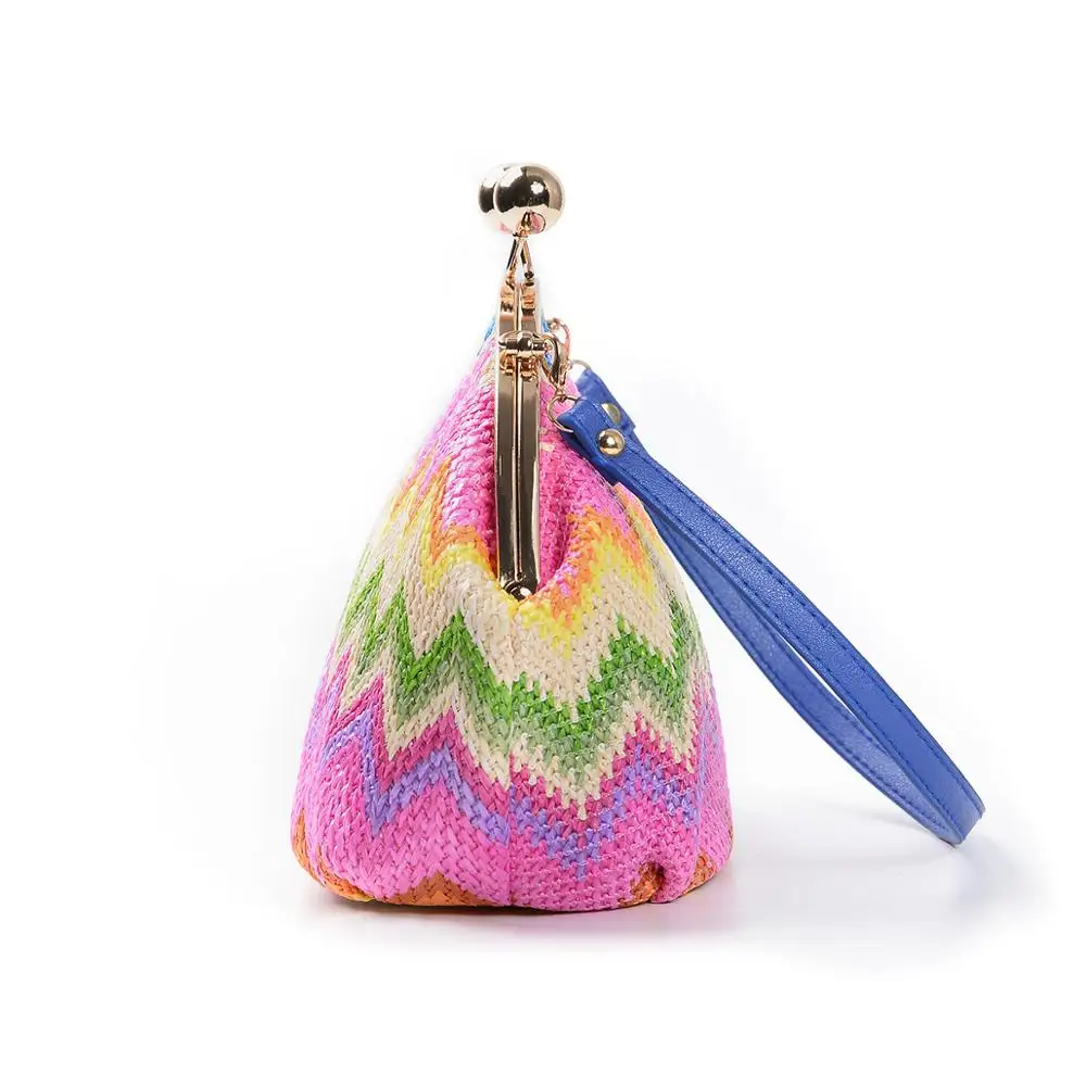 Casual Fashion Colourful Straw Handbags Clutch Shoulder Bag Women Wallet