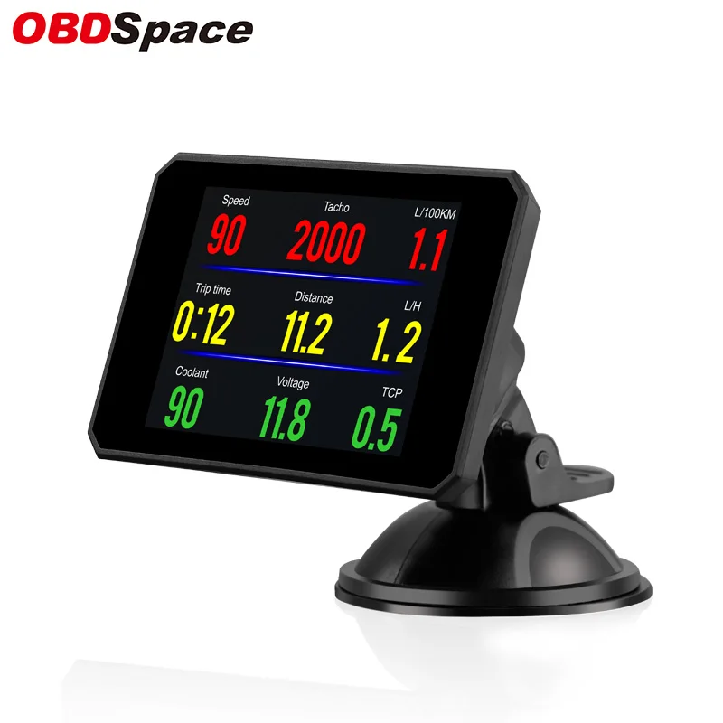 OBDSPACE P16 3 9 ''HD TFT OBD2 автомобилей HUD Head Up Дисплей бортовой компьютер Спидометр Turbo