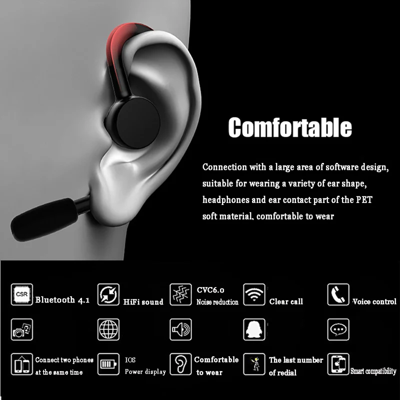 DAONO Bluetooth наушники гарнитура беспроводные с микрофоном для вождения