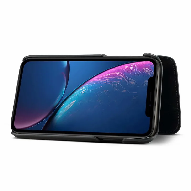 Чехол из натуральной коровьей кожи для iphone X XS XR Max с откидной крышкой и отделением