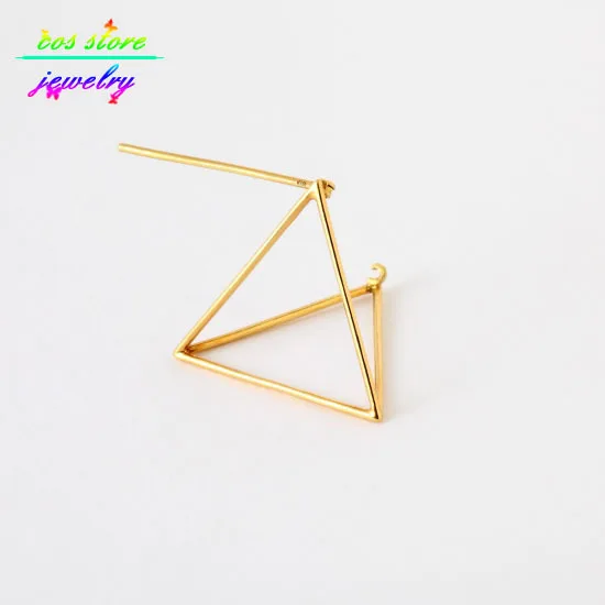 Простые медные минималистичные 3D серьги гвоздики в виде полупирамиды для