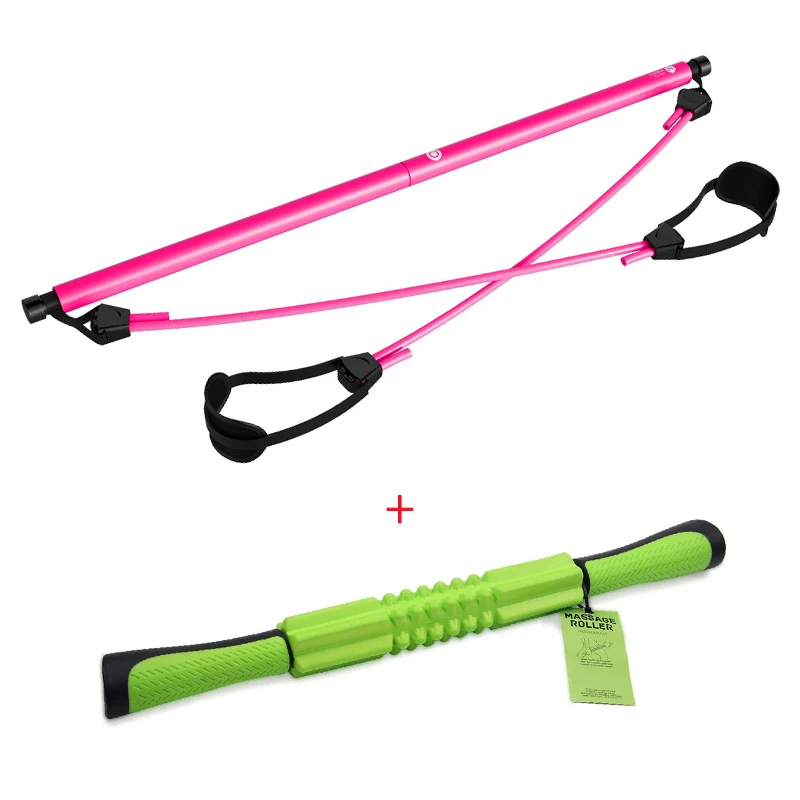 with Massage Stick Procircle Пилатес бар комплект с сопротивлением группа Пилатес палка для упражнения тонизирующий бар фитнес дома Йога тренажерный зал, тренировки тела - Цвет: with Massage Stick