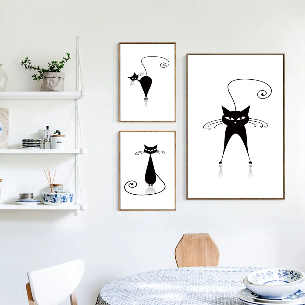 

Cartoon Animal Canvas Poster Cute Cat Wall Art Nursery Print Painting Decoration Pictures Room Decor Metal Organic Glass Framed