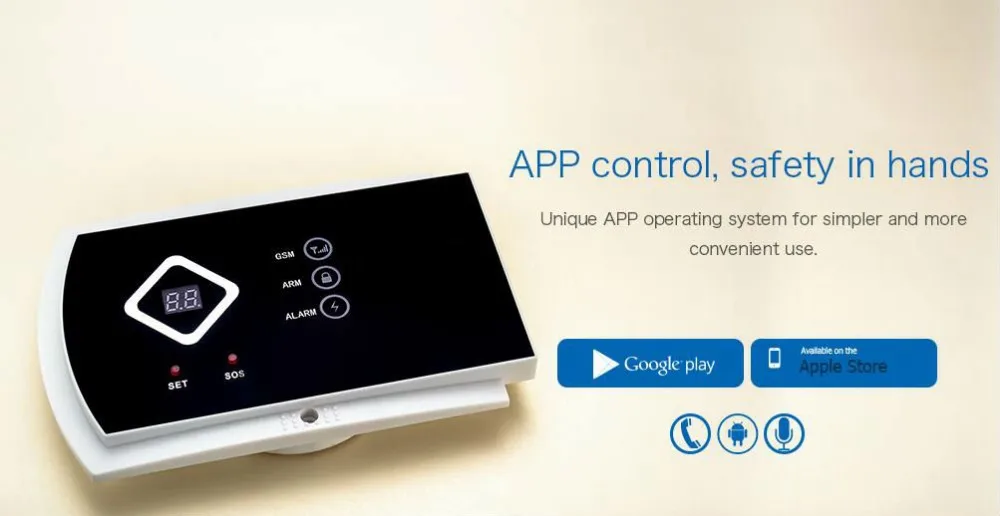 

SmartYIBA Wireless GSM SMS Home Burglar Security Alarm System Wired Siren Smoke Fire Sensor Spanish Russian French Cezch Voice