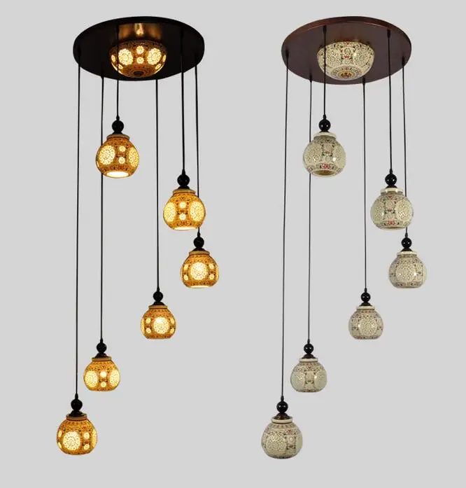 Подвесные светильники для лестницы в китайском стиле лампа гостиной Цзиндэчжэнь