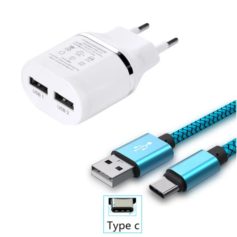 Тип C usb Дата-кабель для быстрой зарядки и зарядное устройство с 2 портами