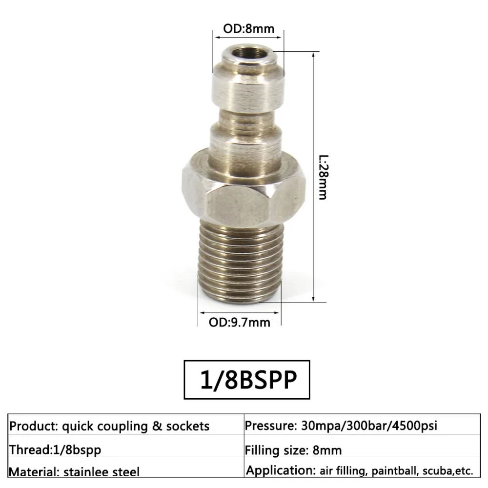 PCP Airforce Пейнтбол пневматический быстроразъемный Соединитель 8 мм 1/8 BSPP 1/8NPT M10x1