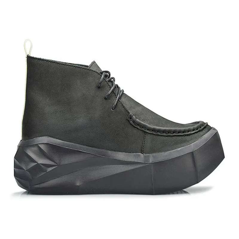 Bmante Men Shoes Height Increasing Flatform Genuine Leather Autumn Luxury Trainers Casual Male Sneakers Gothic Dark Owen |