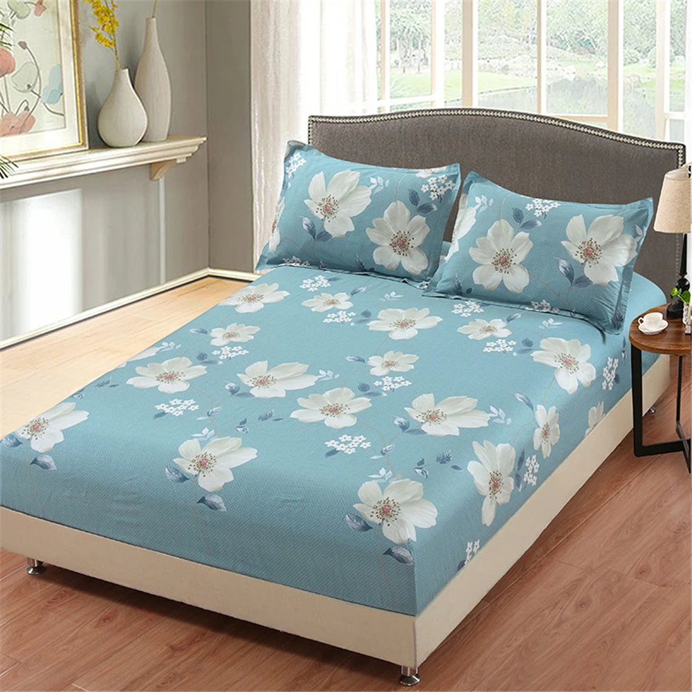 100% хлопок последняя мода хит продаж синие цветы рисунок простыня наволочка