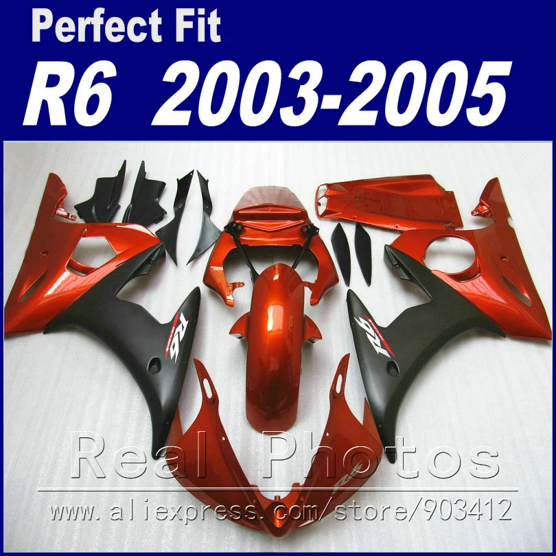 Бесплатный комплект обтекателей для мотоциклов YAMAHA R6 2003 2004 2005 темно-бордовый