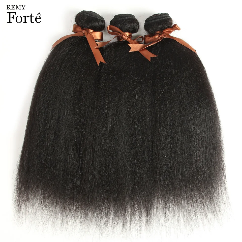 Remy Forte 30 дюймов пучки с закрытием курчавые прямые человеческие волосы