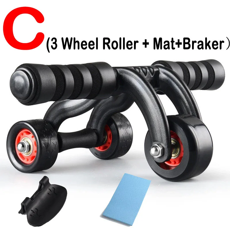 Type C 3 wheel brake AB роликовые упражнения фитнес GMY power пуш-ап ролик брюшного колеса - Цвет: Type C 3 wheel brake