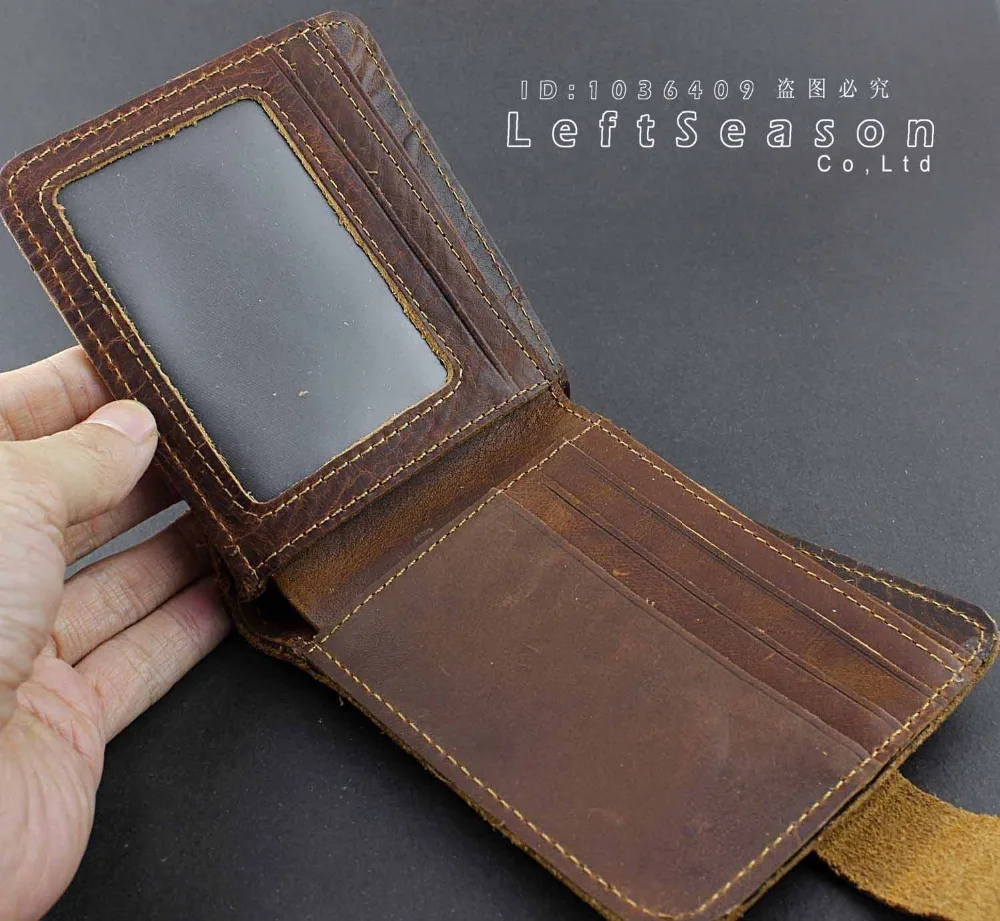 Мужской бумажник ручной работы двойного сложения из натуральной кожи | Багаж и