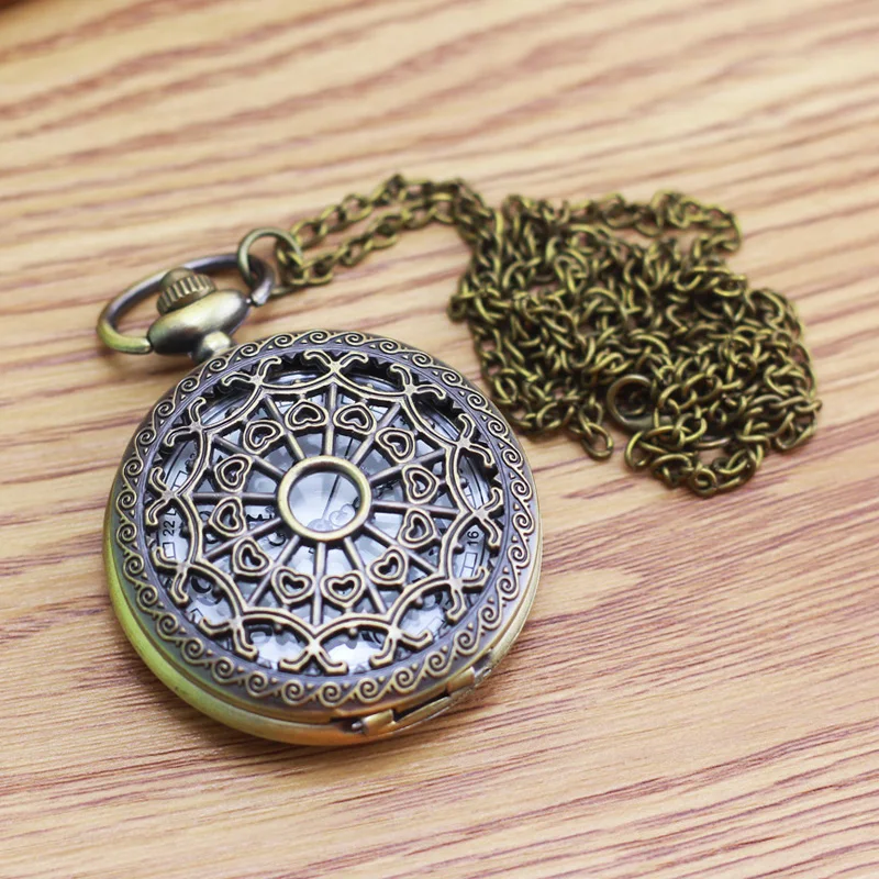 2021 cyd new style women heart hollow out big dial pocket watches quartz personality flip clock for old men grandma gift | Наручные часы