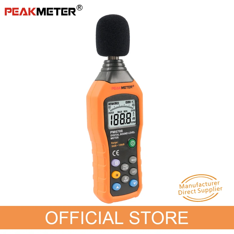 Официальный PEAKMETER PM6708 ЖК цифровой звук децибел шум измеритель уровня дБ