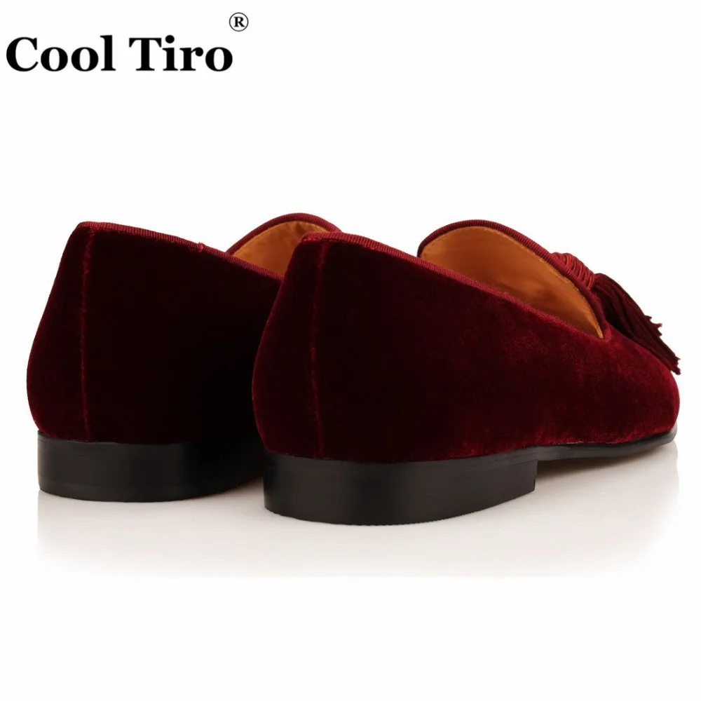 Cool Tiro/бордовые бархатные лоферы; мужские мокасины с кисточками; дымчатые тапочки; обувь ручной работы; свадебные модельные туфли; повседневная обувь на плоской подошве; официальная обувь