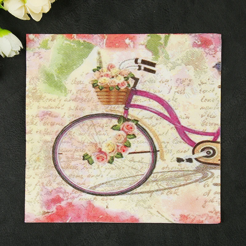 20 салфеток винтажный бумажный тканевый платок с принтом цветами и рисунком