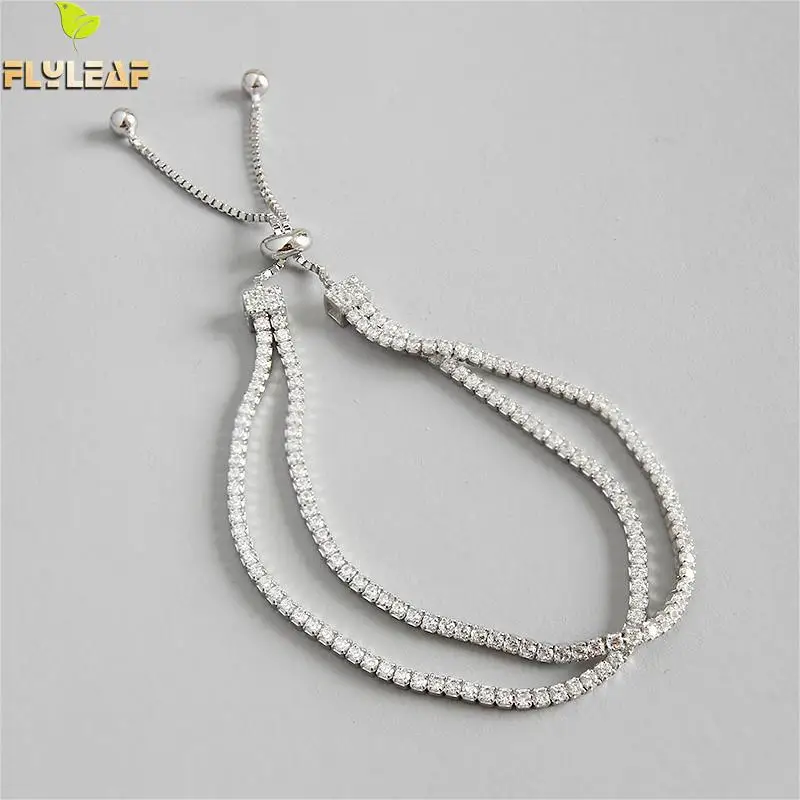 Flyleaf 925 Sterling Silver Bracelets For Women Cubic Zirconia Double Layer Ball Simple Fashion Fine Jewelry &amp Bangles | Украшения и