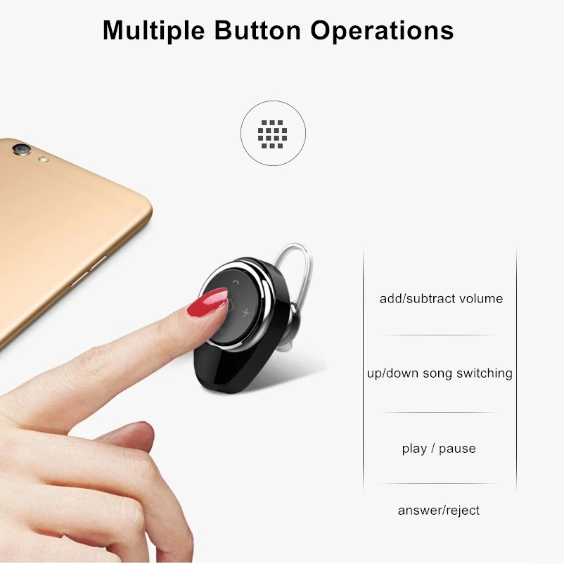 YPAY T5 Bluetooth одна гарнитура Беспроводной регулятор громкости спортивные маленькие
