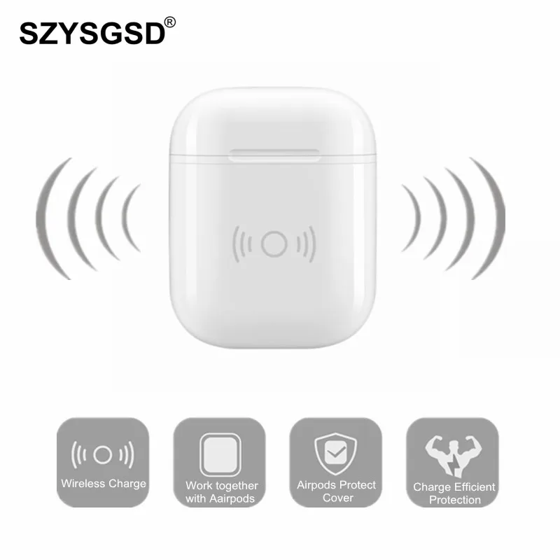 SZYSGSD для Apple Airpods Беспроводной Зарядное устройство чехол для Airpods Беспроводной зарядки приемник Крышка для Airpods Зарядное устройство защиты чехол