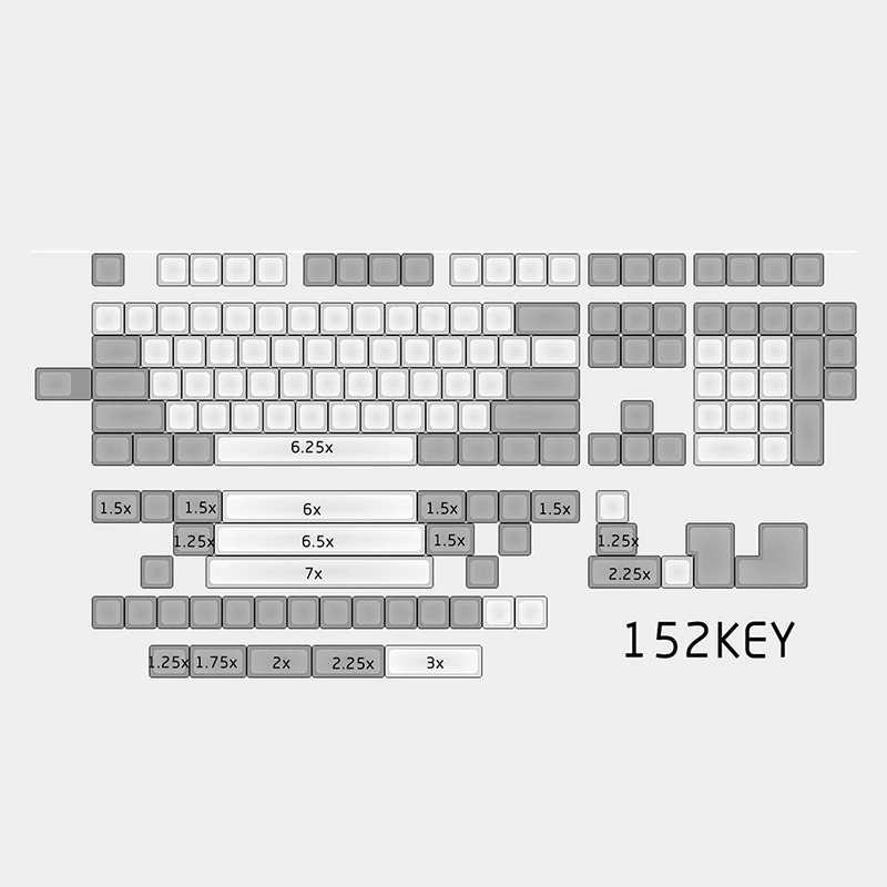 DSA keycaps белый и серый pbt пустой колпачки для wried механической игровой