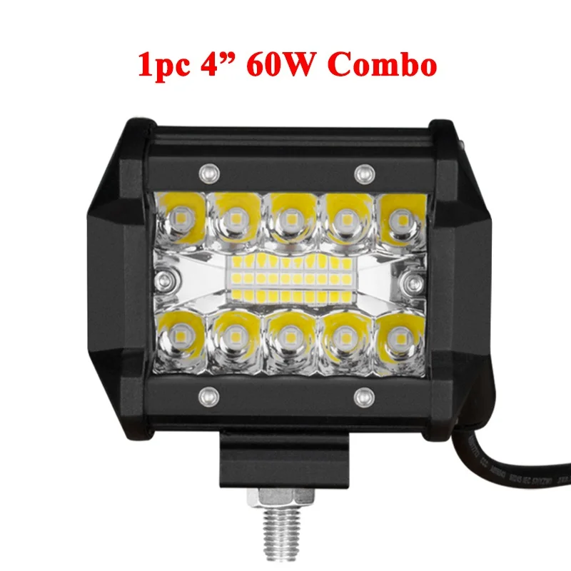 1pc 60W Combo VISORAK " 72 Вт 60 Вт светодиодный рабочий светильник для бездорожья светодиодный рабочий светильник для внедорожника 4X4 4WD автомобиля SUV ATV мотоцикла светодиодный светильник для вождения - Цвет: 1pc 60W Combo