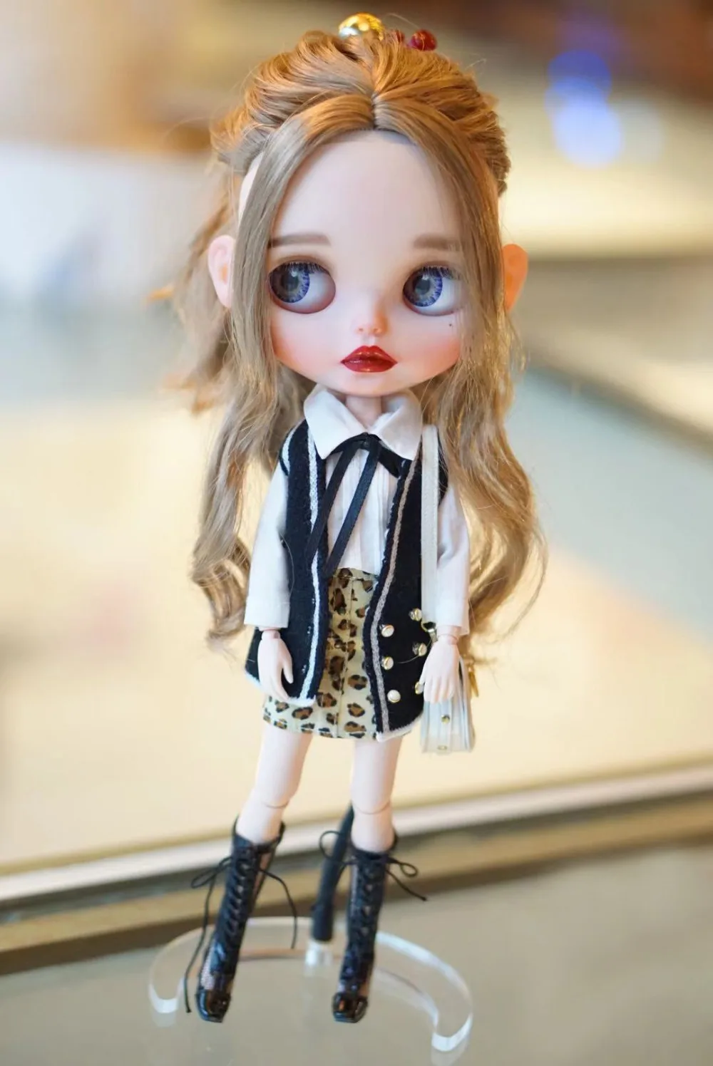 Одежда для кукол Blyth белая рубашка и черный сарафан в наличии куклы Azone Licca OB24